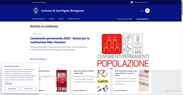 Security scan screenshot of https://www.comune.santagatabolognese.bo.it