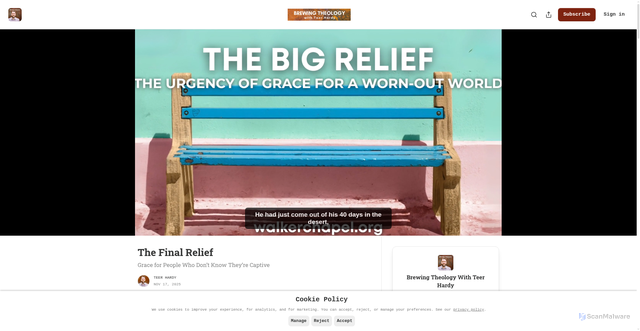 Security scan screenshot of https://teerhardy.substack.com/p/the-final-relief