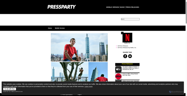 Security scan screenshot of https://www.pressparty.com/pg/newsdesk/Netflix/view/492008/?isworld=y