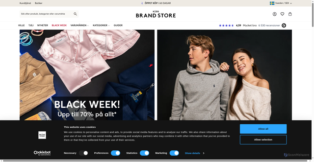 Security scan screenshot of https://kidsbrandstore.se/