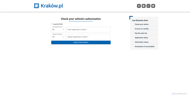 Security scan screenshot of https://sct.zdmk.krakow.pl/