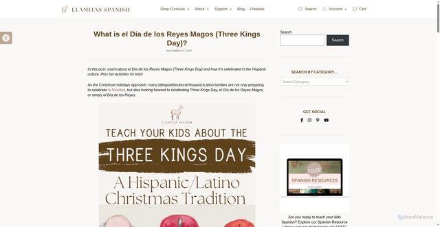 Security scan screenshot of https://llamitasspanish.com/los-reyes-magos/
