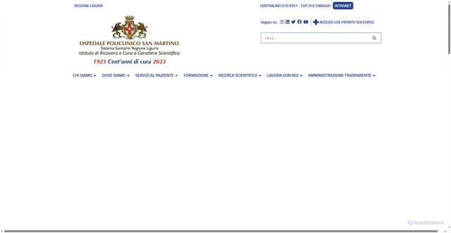 Security scan screenshot of https://www.ospedalesanmartino.it/it/