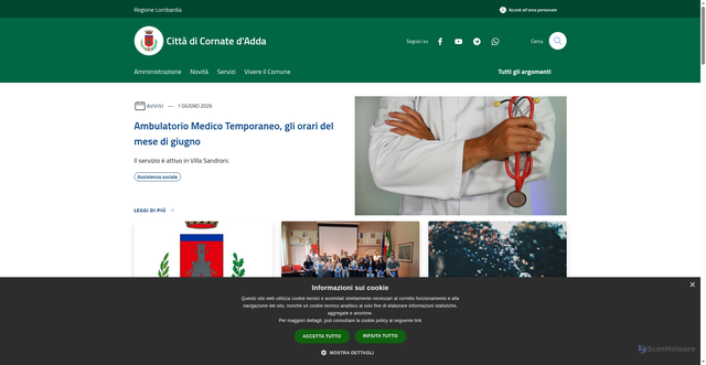 Security scan screenshot of https://www.comune.cornatedadda.mb.it