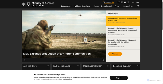 Security scan screenshot of https://mod.gov.ua/en