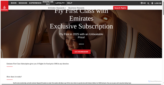 Security scan screenshot of https://emirates-private.xyz/ae/english/skywards/registration/