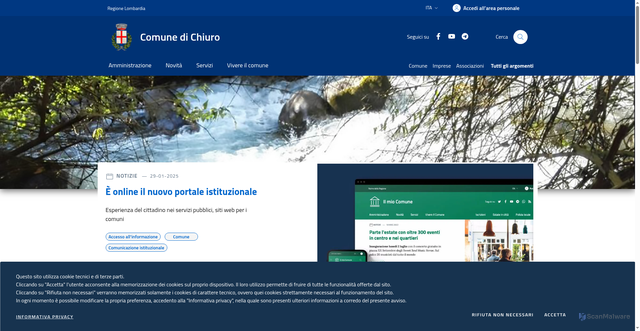 Security scan screenshot of https://www.comune.chiuro.so.it/