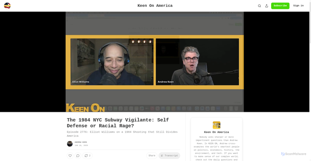 Security scan screenshot of https://keenon.substack.com/p/the-1984-nyc-subway-vigilante-self