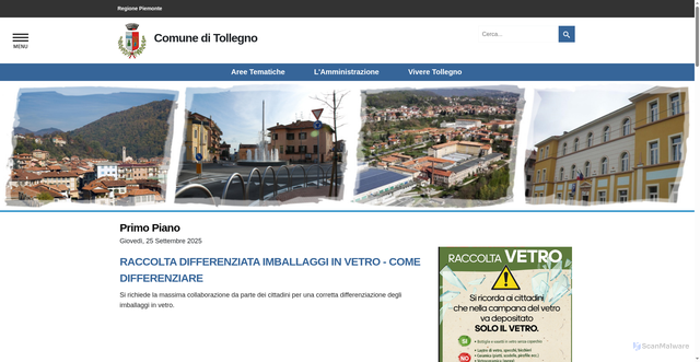 Security scan screenshot of https://www.comune.tollegno.bi.it/
