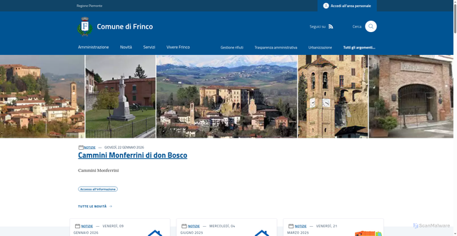 Security scan screenshot of https://www.comune.frinco.at.it/