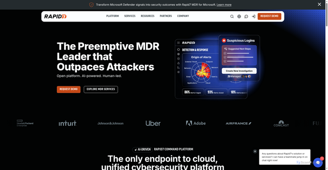 Security scan screenshot of https://rapid7.com