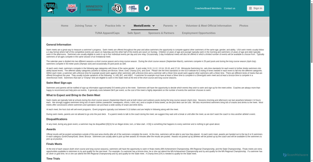 Security scan screenshot of https://www.tunaswimclub.org/page/meets/types-of-meets1
