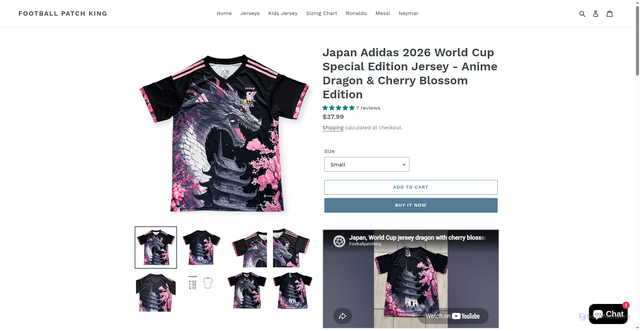 Security scan screenshot of https://footballpatchking.com/products/japan-adidas-world-cup-soccer-jersey-anime-dragon-majesty-2023-2024-copy?srsltid=AfmBOooiJTBxzdyvd8Ean_ktXLdRYtA_lkqPVPIwlUqY8heGbRlxfLa4