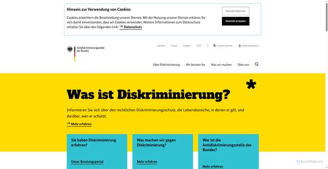 Security scan screenshot of https://www.antidiskriminierungsstelle.de/DE/startseite/startseite-node.html