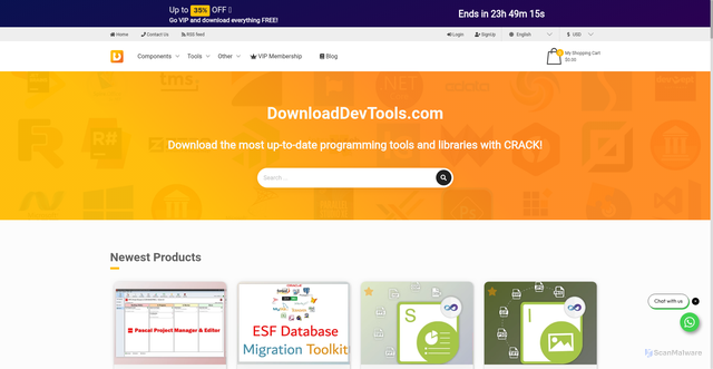 Security scan screenshot of https://downloaddevtools.com/