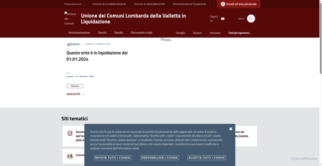 Security scan screenshot of https://www.unionevalletta.it