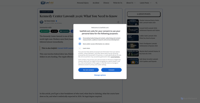 Security scan screenshot of https://lawfold.com/kennedy-center-lawsuit/