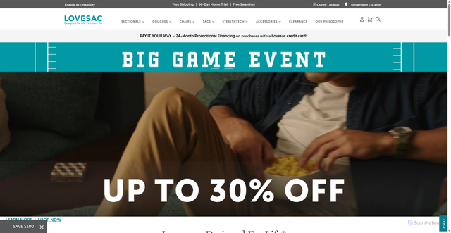 Security scan screenshot of https://www.lovesac.com