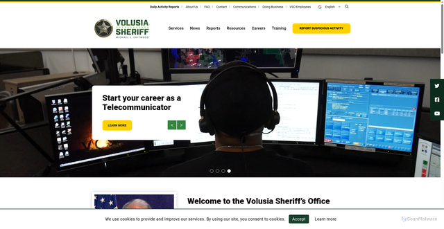 Security scan screenshot of https://www.volusiasheriff.gov/