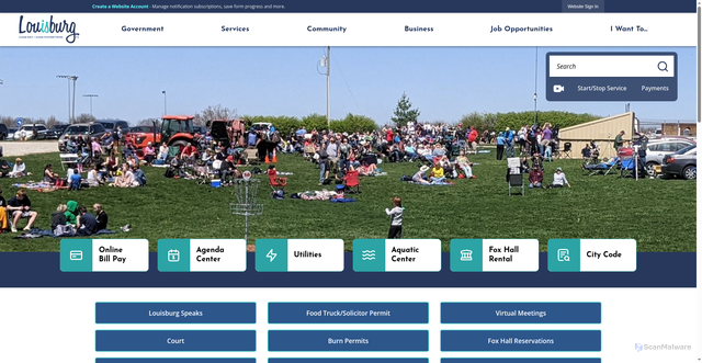 Security scan screenshot of https://louisburgkansas.gov/
