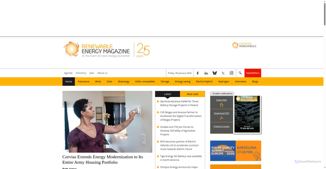 Security scan screenshot of https://renewableenergymagazine.com