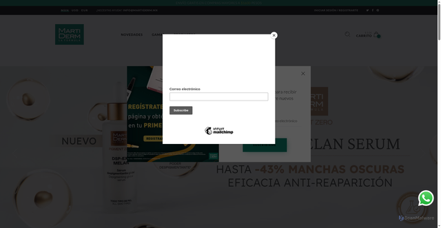 Security scan screenshot of https://shop.martiderm.mx