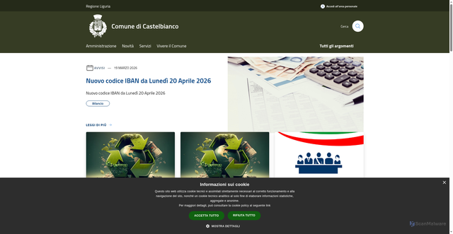 Security scan screenshot of https://www.comune.castelbianco.sv.it