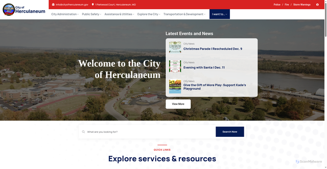 Security scan screenshot of https://cityofherculaneum.gov/