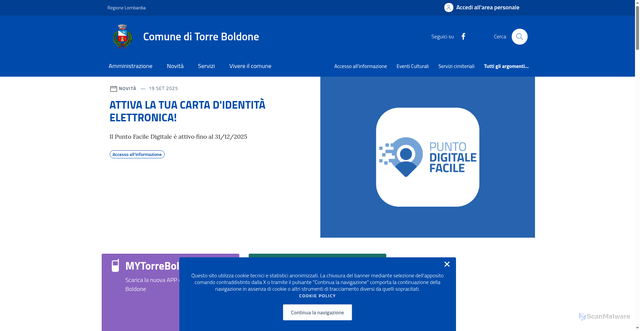 Security scan screenshot of https://comune.torreboldone.bg.it/
