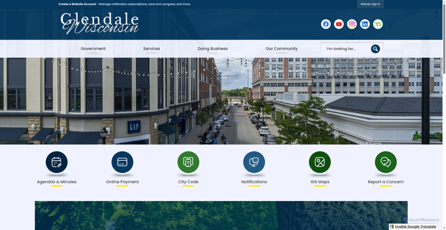 Security scan screenshot of https://www.glendale-wi.gov/