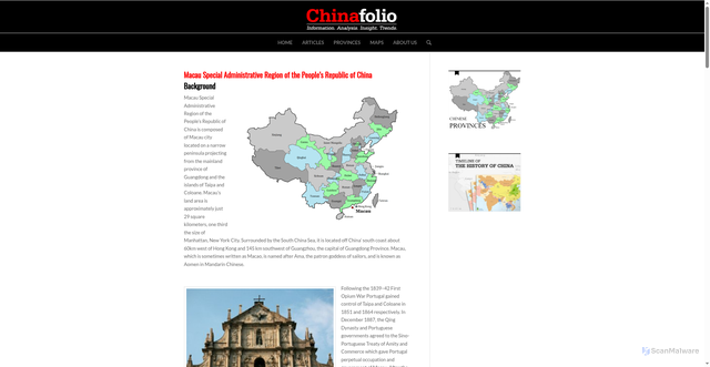 Security scan screenshot of https://chinafolio.com/provinces/macau/