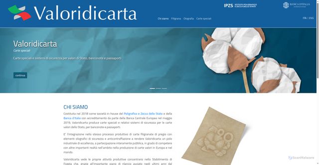 Security scan screenshot of https://www.valoridicarta.it