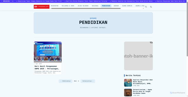 Security scan screenshot of https://webberita.pages.dev/category/pendidikan