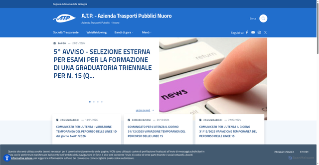 Security scan screenshot of https://www.atpnuoro.it/