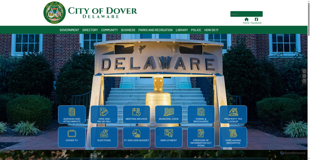 Security scan screenshot of https://www.cityofdover.gov/
