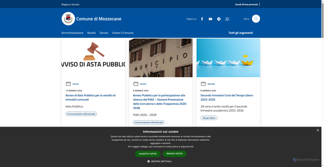 Security scan screenshot of https://www.comunemozzecane.it/it