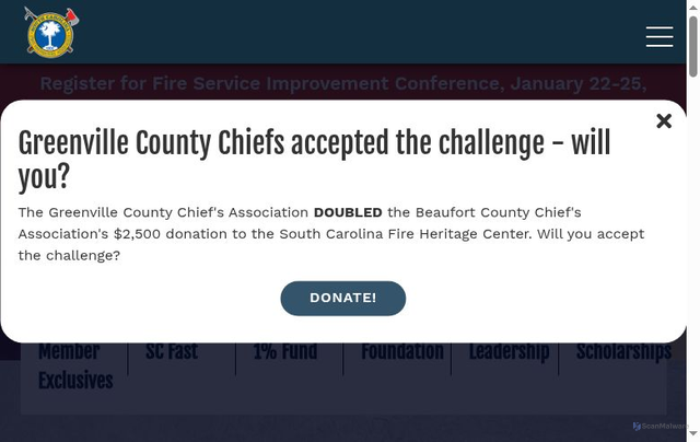 Security scan screenshot of https://scfirefighters.org/