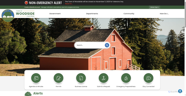 Security scan screenshot of https://woodsideca.gov/