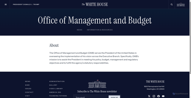 Security scan screenshot of https://www.whitehouse.gov/omb/?utm_source=budget.gov