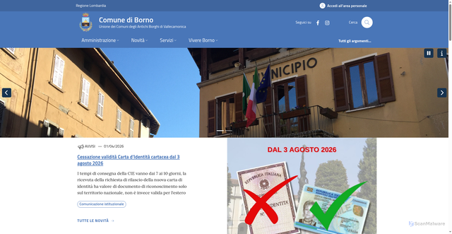Security scan screenshot of https://www.comune.borno.bs.it