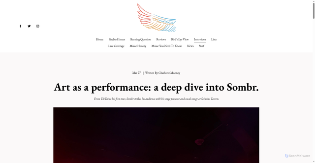 Security scan screenshot of https://firebirdmagazine.com/interviews/sombr