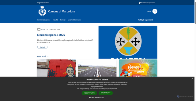 Security scan screenshot of https://www.comune.marcedusa.cz.it/it