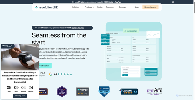 Security scan screenshot of https://revolutionehr.com