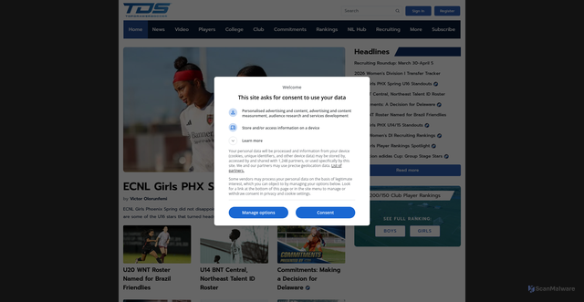 Security scan screenshot of https://www.topdrawersoccer.com