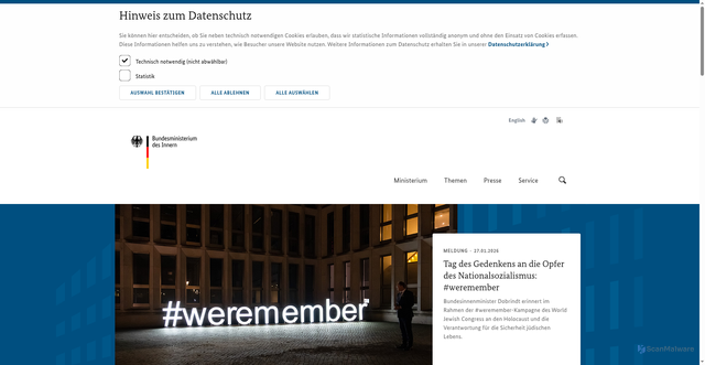 Security scan screenshot of https://bmi.bund.de