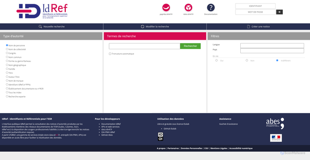 Security scan screenshot of https://idref.fr