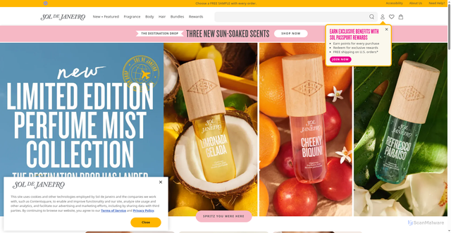 Security scan screenshot of https://www.soldejaneiro.com