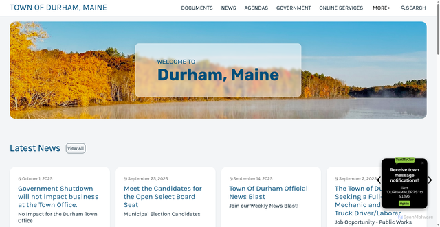 Security scan screenshot of https://durhammaine.gov/