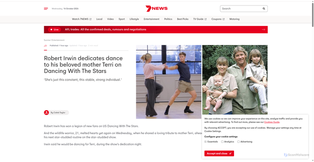 Security scan screenshot of 7news.com.au