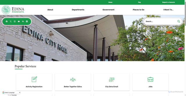 Security scan screenshot of https://www.edinamn.gov/